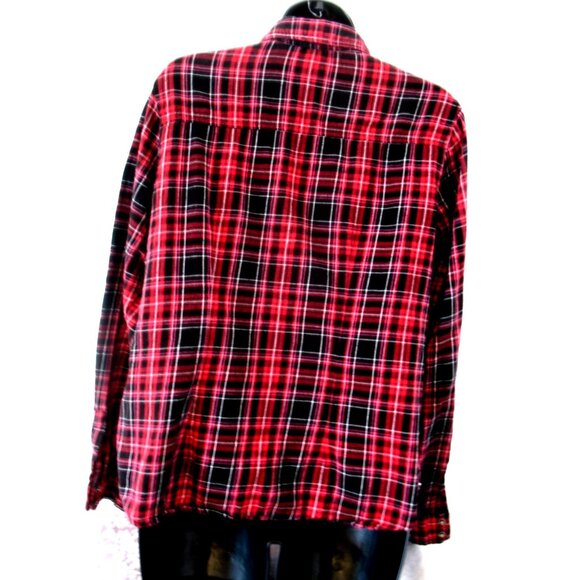Maurice's Red & Black Plaid Western, Snaps, L/S Shirt Size XL - Picture 15 of 16